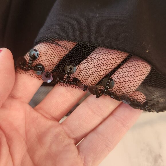 NWT Lane Bryant Black Twirl Skirt Beaded Fringe Hem Midi Skirt Women's 18 - Picture 4 of 12